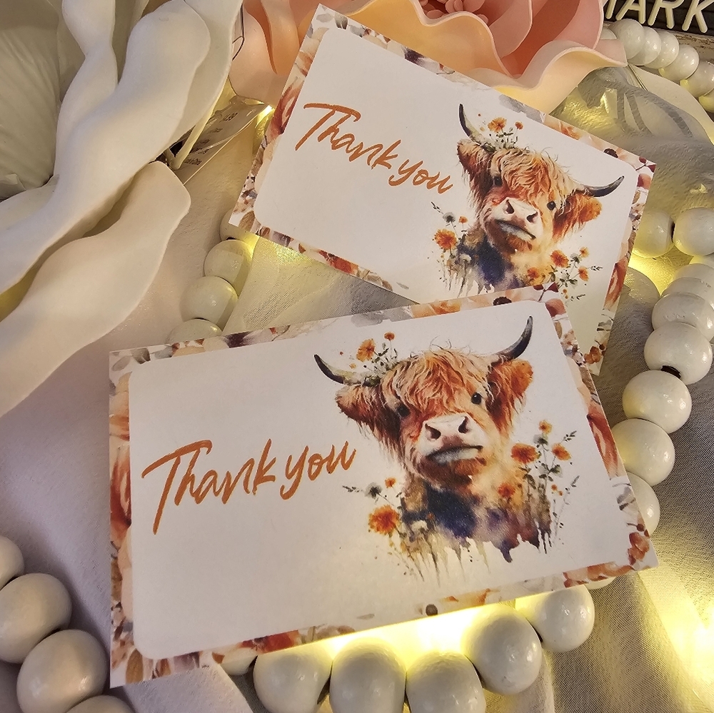 30 Boho Cow Cards